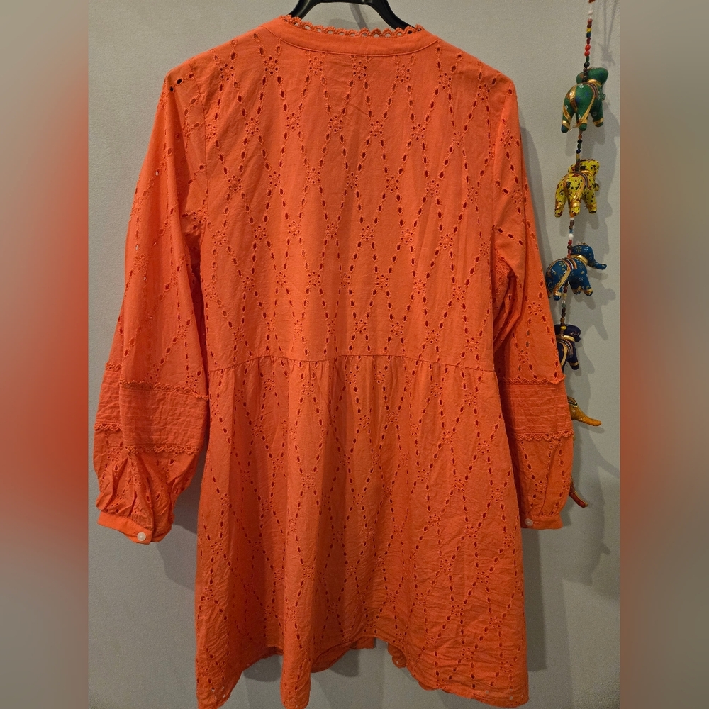 LOFT Orange Eyelet Long Sleeve Jacket